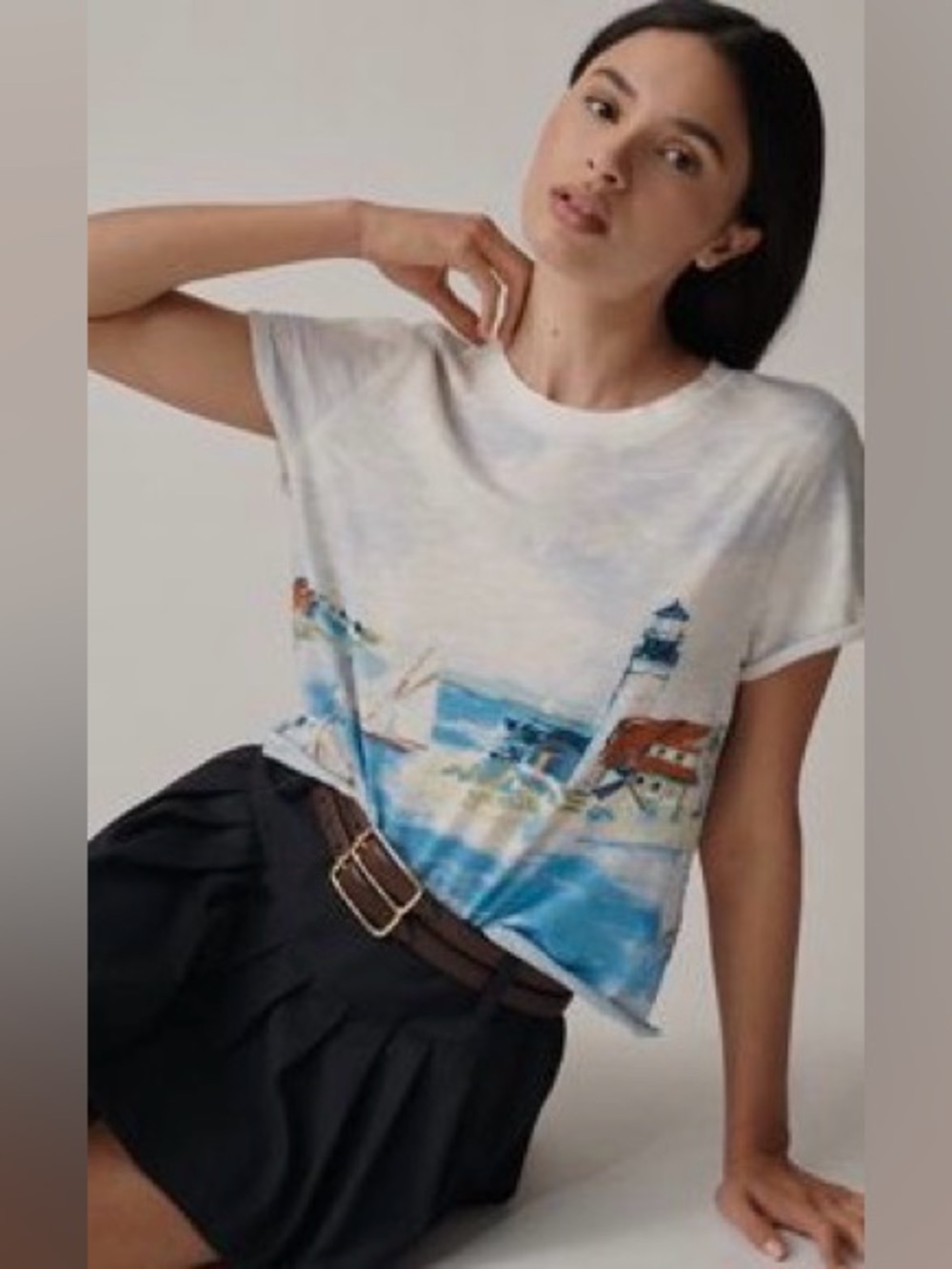 Anthropologie Maeve Cotton Boxy Tee. Large.